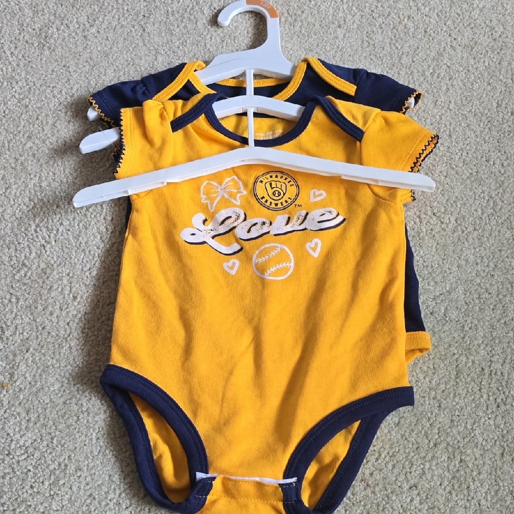 Genuine Merchandise Yellow & Navy 'Love' Baby One-Piece Bodysuit
